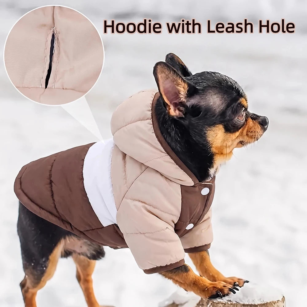 Pet Winter Hooded Coat for Small Medium Dogs Cats Windproof Warm Dog Jacket Soft Padded Puppy Clothes Chihuahua Yorkie Overalls