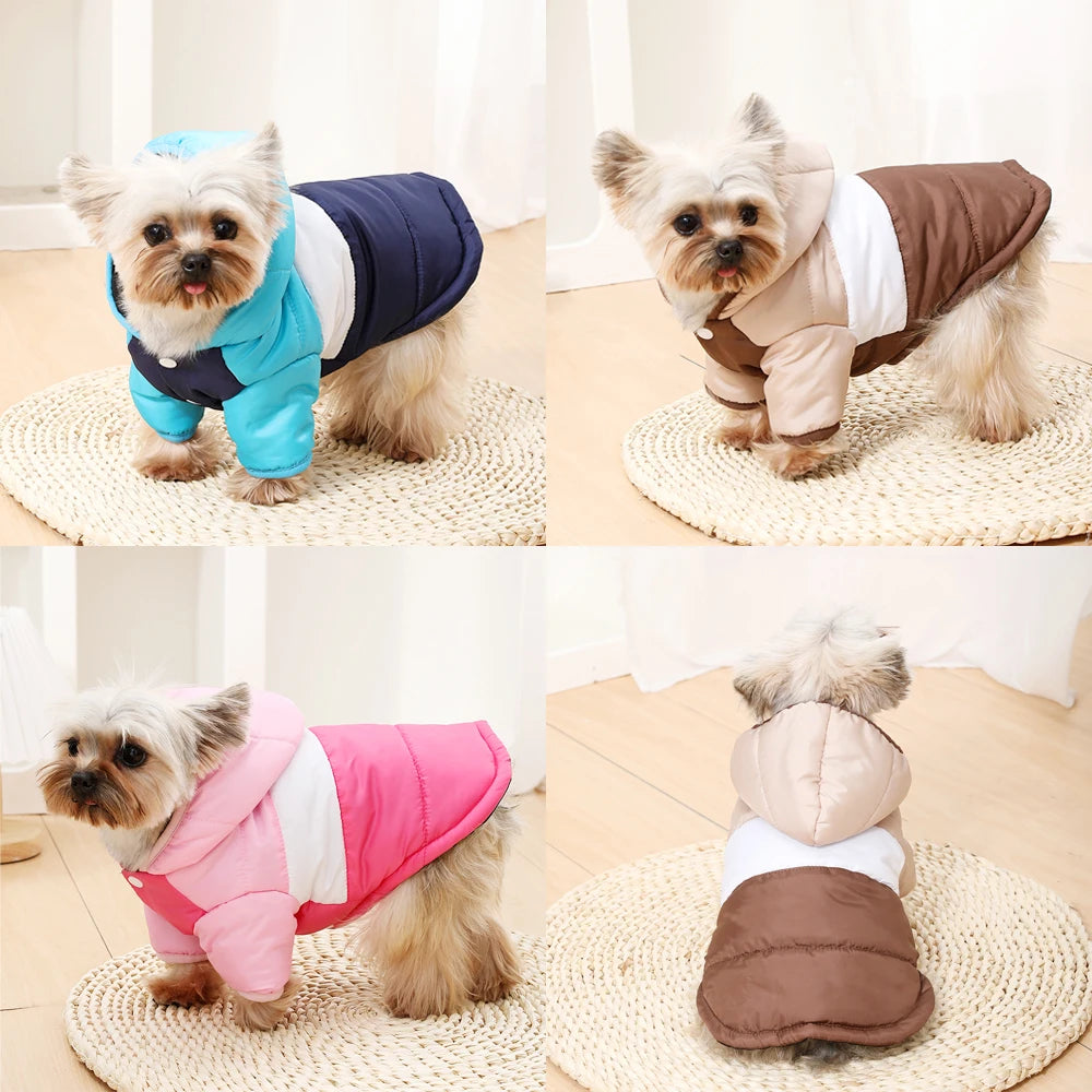 Pet Winter Hooded Coat for Small Medium Dogs Cats Windproof Warm Dog Jacket Soft Padded Puppy Clothes Chihuahua Yorkie Overalls