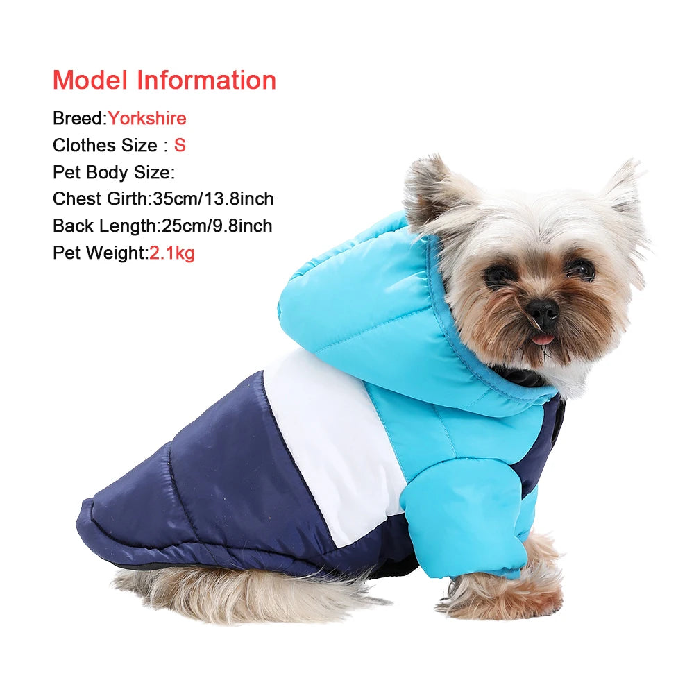 Pet Winter Hooded Coat for Small Medium Dogs Cats Windproof Warm Dog Jacket Soft Padded Puppy Clothes Chihuahua Yorkie Overalls