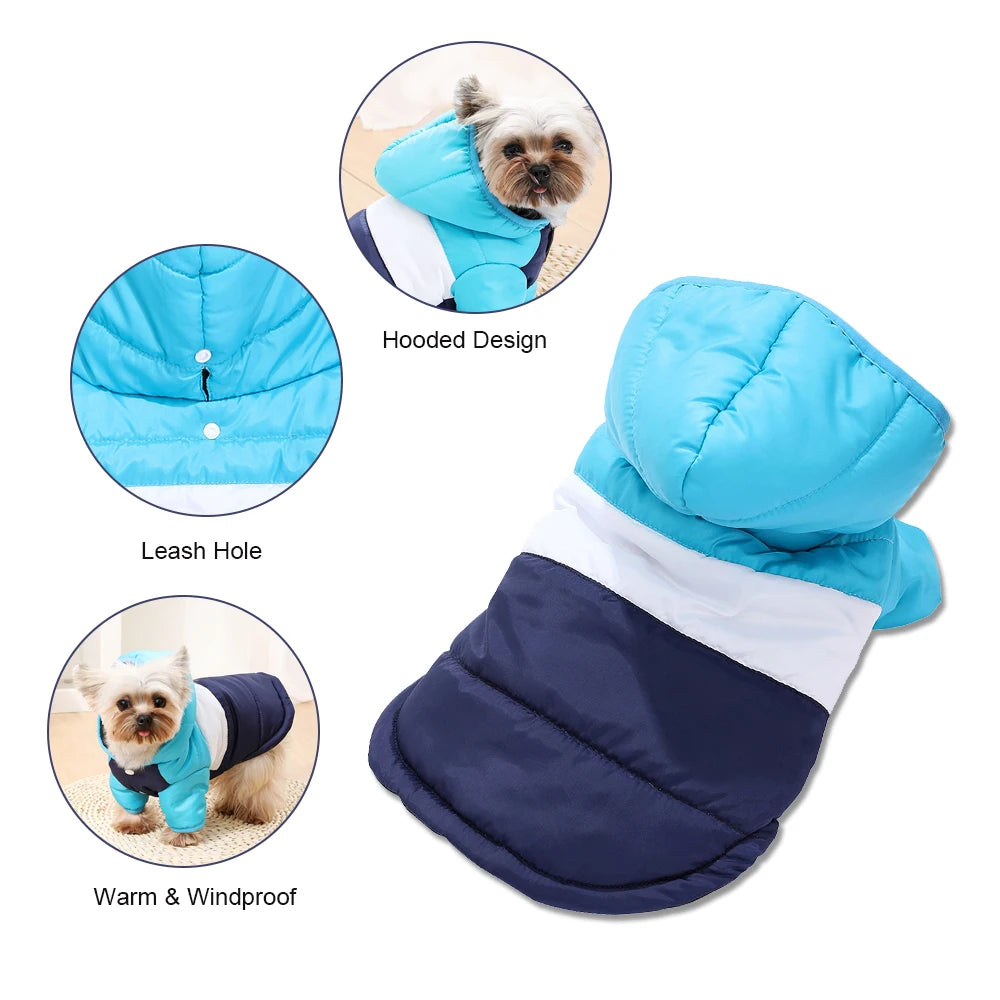 Pet Winter Hooded Coat for Small Medium Dogs Cats Windproof Warm Dog Jacket Soft Padded Puppy Clothes Chihuahua Yorkie Overalls