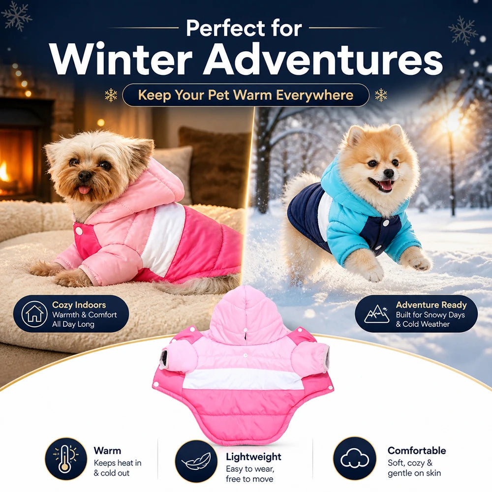 Pet Winter Hooded Coat for Small Medium Dogs Cats Windproof Warm Dog Jacket Soft Padded Puppy Clothes Chihuahua Yorkie Overalls